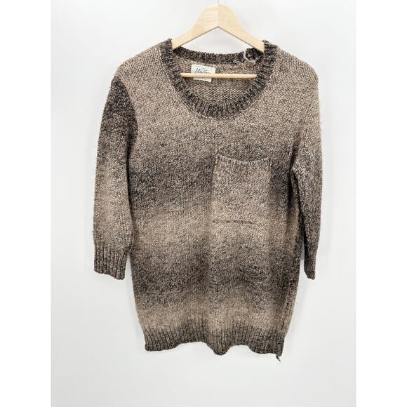 Wallace Sweater Women SMALL Brown 3/4 Sleeve Round Neck Merino Wool Alpaca Blend - Picture 1 of 9